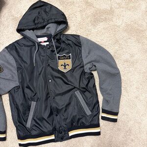 New Orleans Saints Mitchell & Ness Hooded Throwback Jacket XL